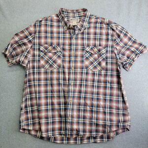 Duluth Trading Co Shirt Mens 2XL Plaid Short Sleeve Button Down Relaxed Fit